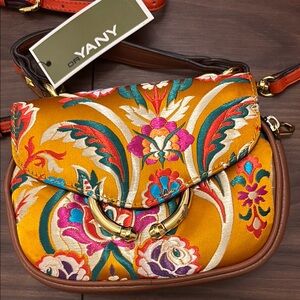 orYANY Yellow and Red Crossbody Bag with Embroidery
